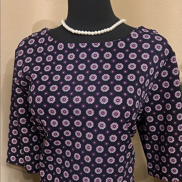 Banana Republic Navy Dress with Pink Medallion Print - Picture 3 of 11